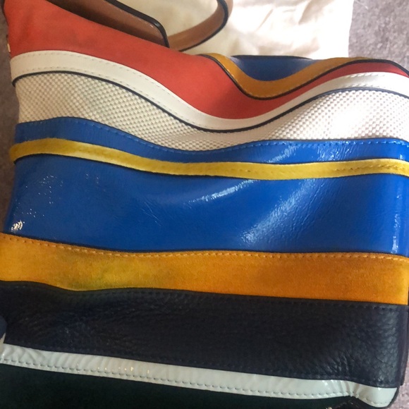 Tory Burch Half-Moon Balloon Stripe Satchel - Picture 7 of 12